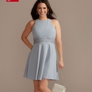 CRISSCROSS BACK MINI DRESS WITH EMBROIDERED WAIST7711KK1B